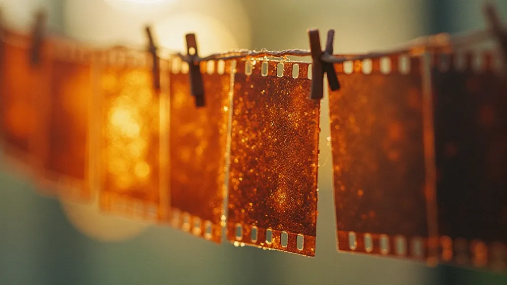 Strip of cross-processed film showing distorted colors