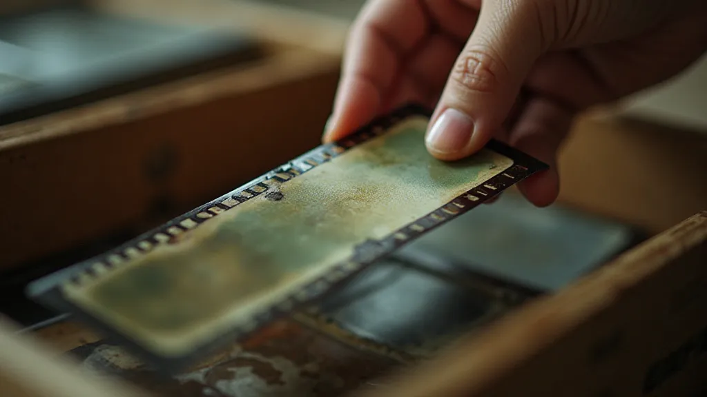 Hand holding a film negative