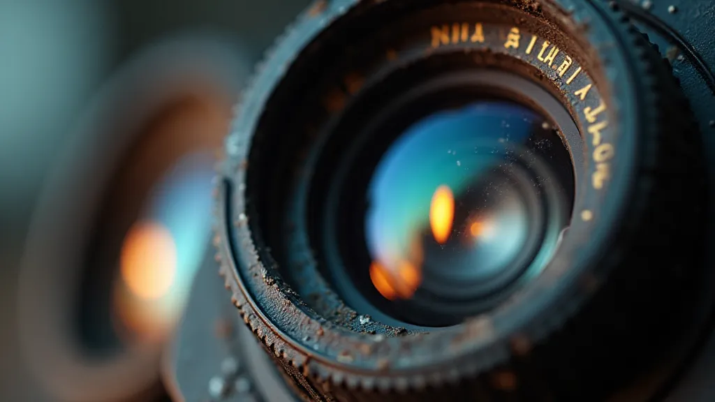 Vintage camera lens coating detail