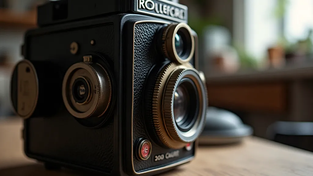 Vintage Rolleiflex camera close-up