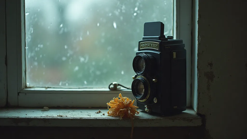 Vintage Rolleiflex camera on a windowsill